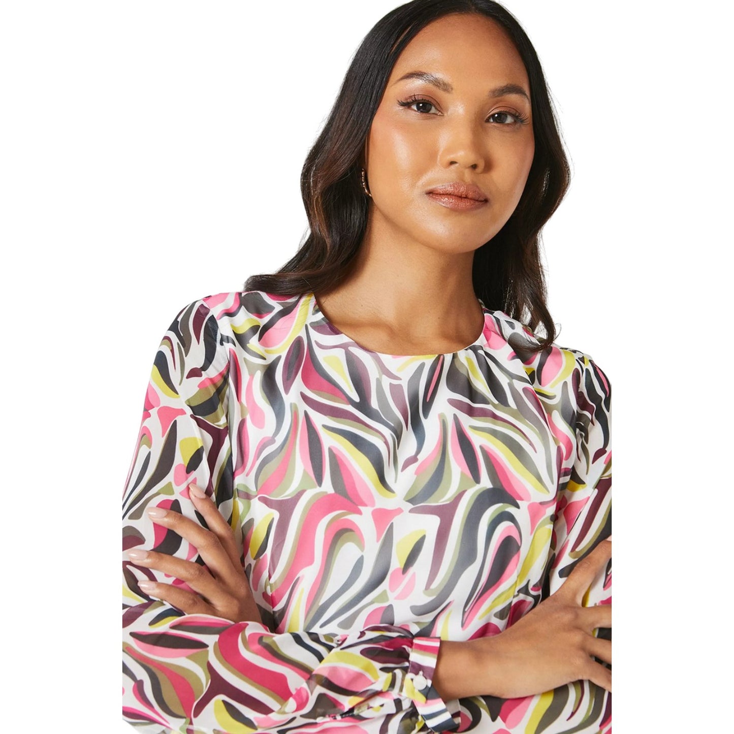 Cream - Side - Principles Womens-Ladies Abstract Midi Dress