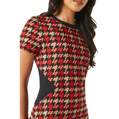 Red - Side - Principles Womens-Ladies Dogtooth Jacquard Shift Dress