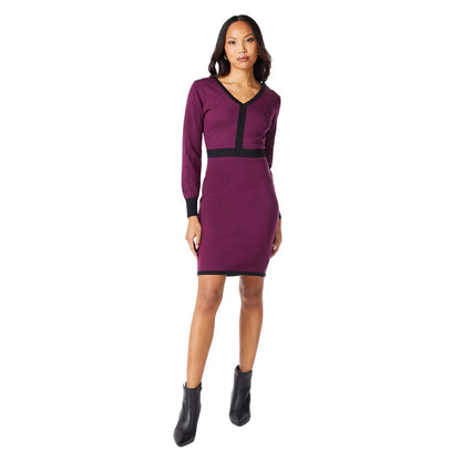 Pink - Lifestyle - Principles Womens-Ladies Colour Block Knitted V Neck Mini Dress