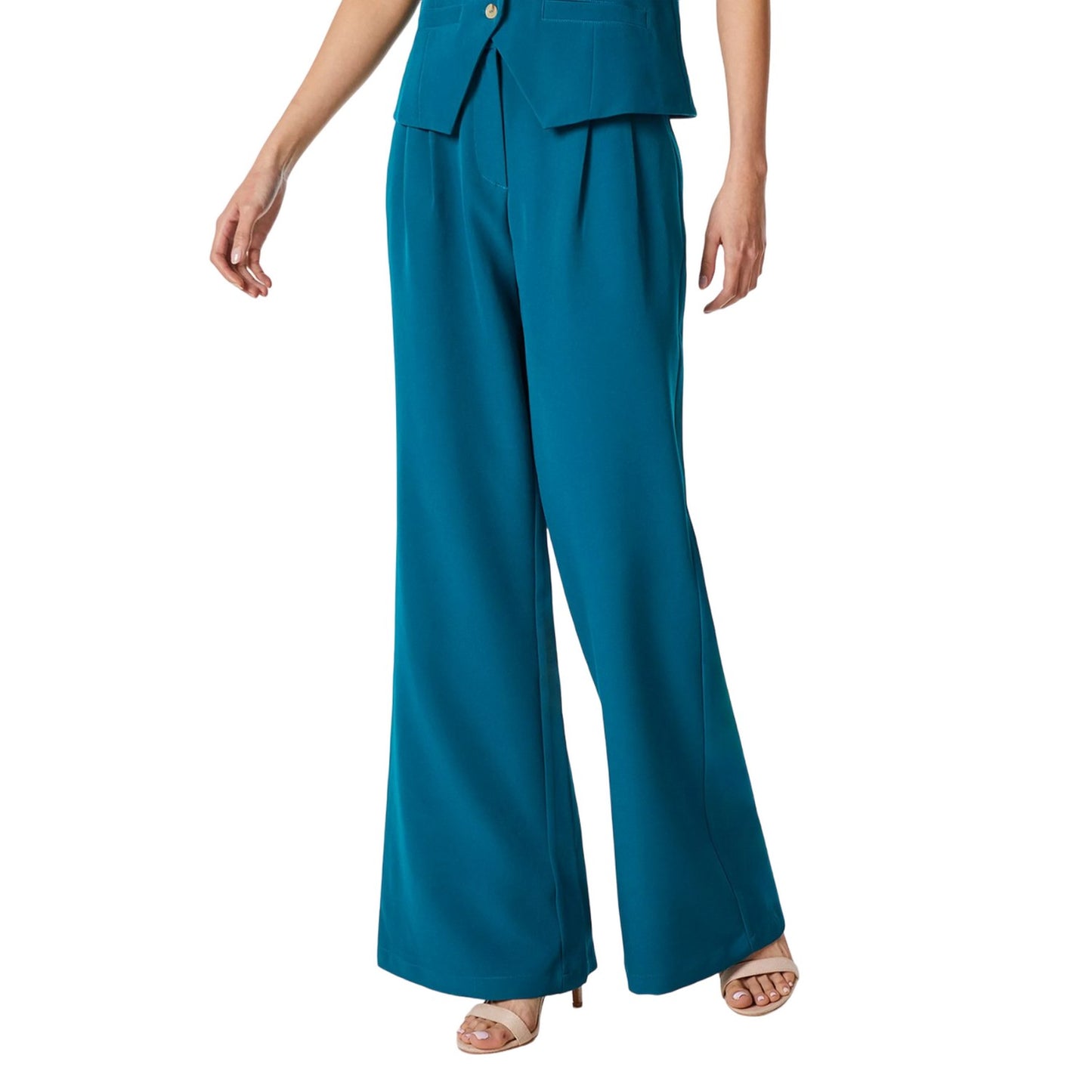 Teal - Front - Principles Womens-Ladies High Waist Wide Leg Trousers