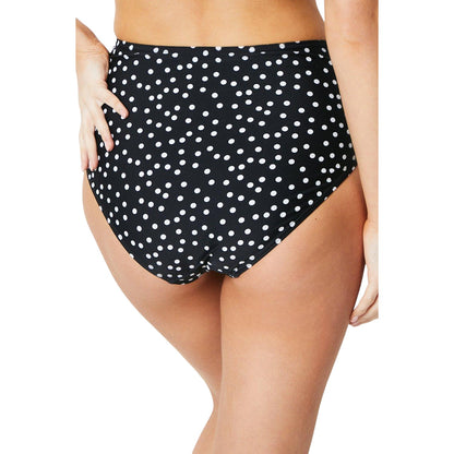 Monochrome - Back - Gorgeous Womens-Ladies Spotted High Waist Bikini Bottoms