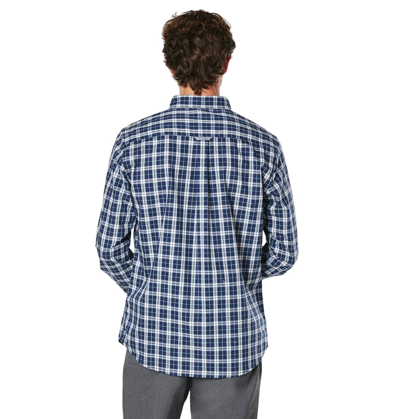Navy - Back - Maine Mens Mono Check Long-Sleeved Shirt