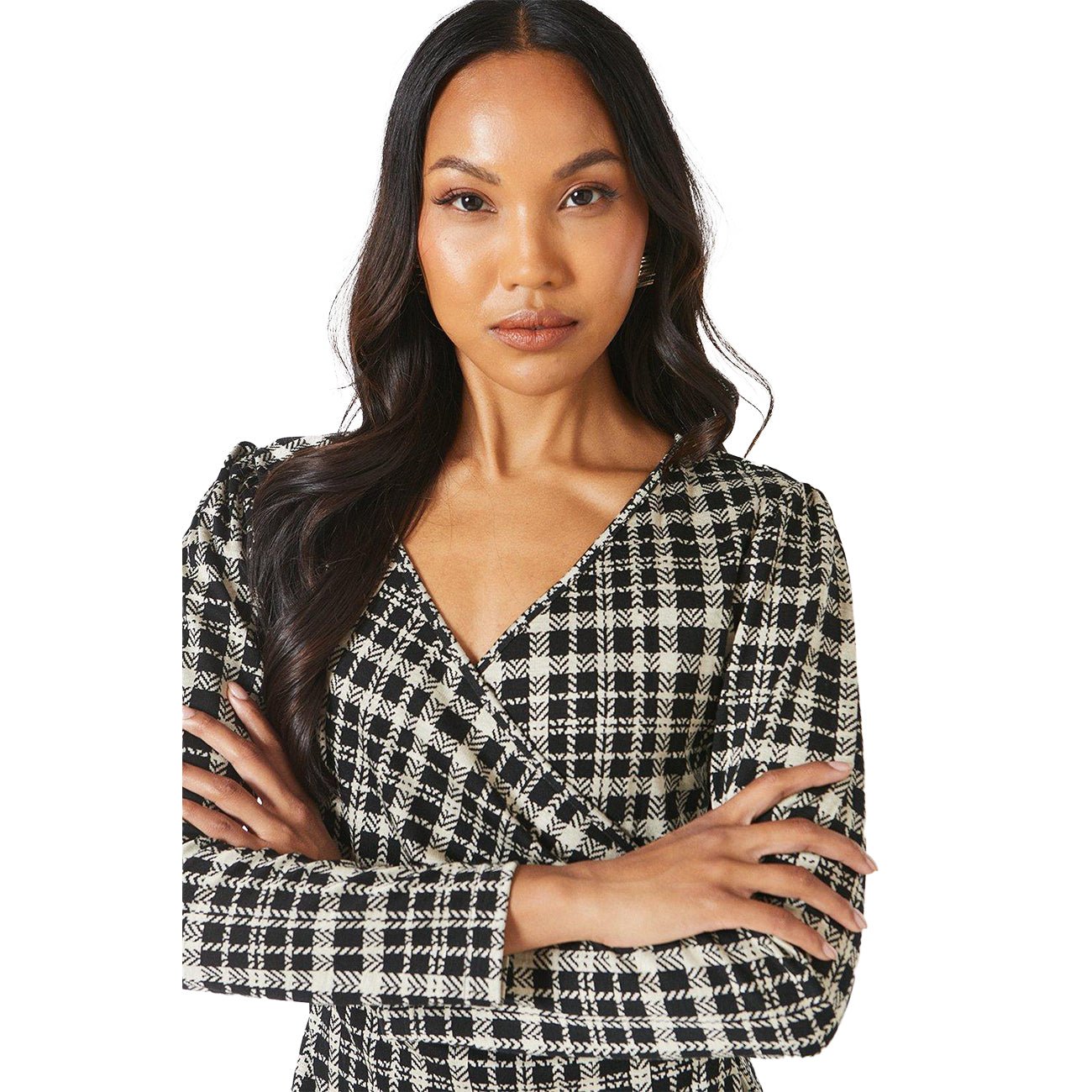 Black-White - Lifestyle - Principles Womens-Ladies Checked Jacquard Midi Dress