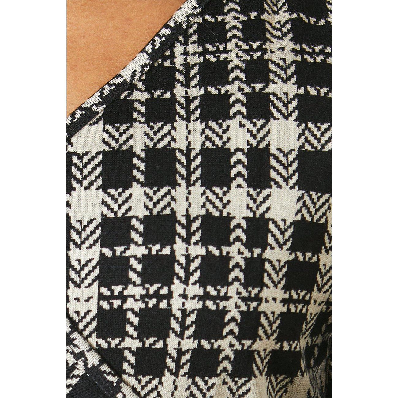 Black-White - Pack Shot - Principles Womens-Ladies Checked Jacquard Midi Dress