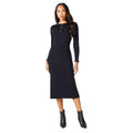 Black - Front - Principles Womens-Ladies Knitted Ribbed Button Detail Midi Dress