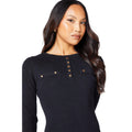 Black - Pack Shot - Principles Womens-Ladies Knitted Ribbed Button Detail Midi Dress