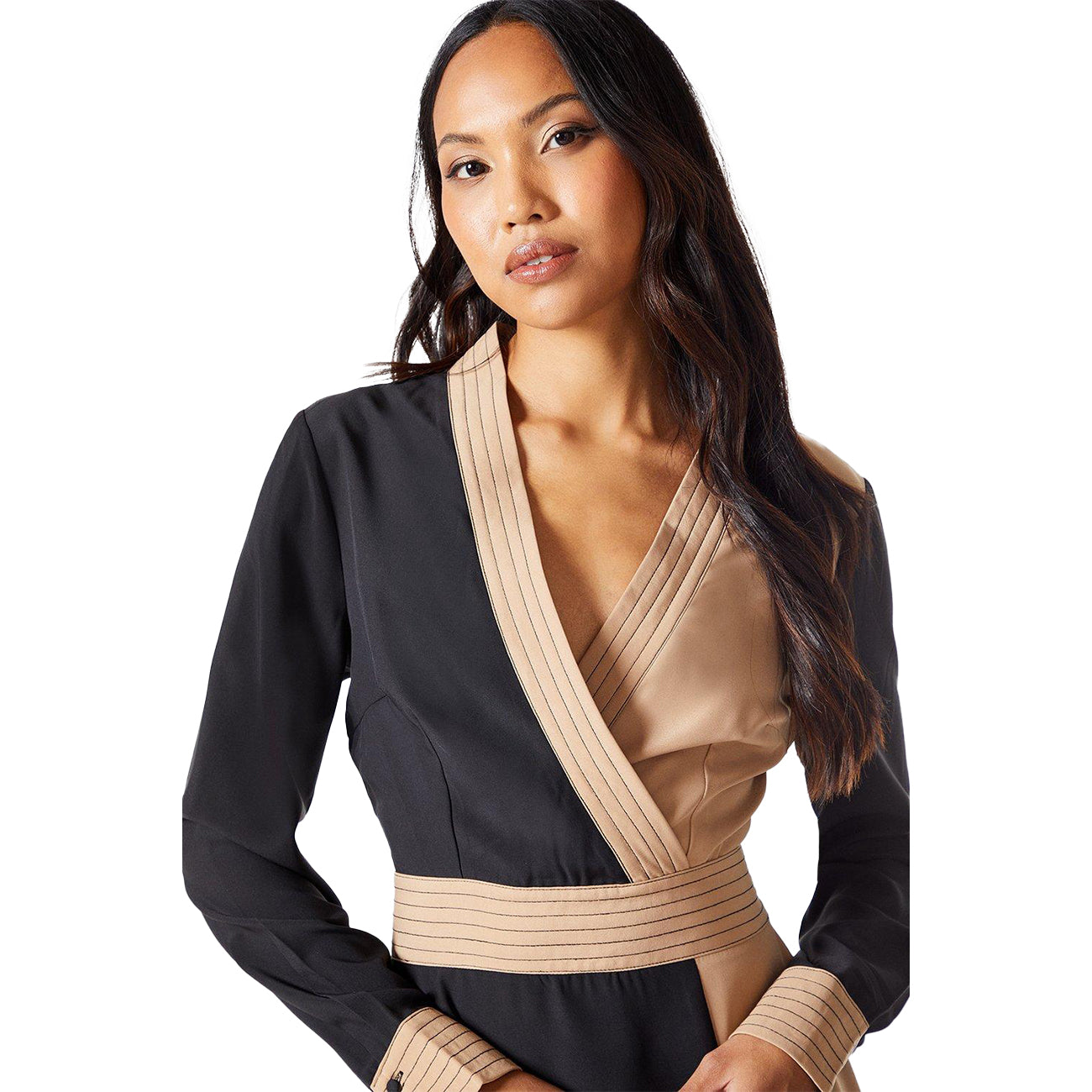 Black - Pack Shot - Principles Womens-Ladies Contrast Detail Midi Dress