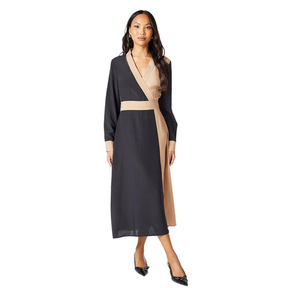 Black - Front - Principles Womens-Ladies Contrast Detail Midi Dress