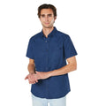 Navy - Front - Maine Mens Dotted Short-Sleeved Shirt