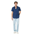 Navy - Side - Maine Mens Dotted Short-Sleeved Shirt