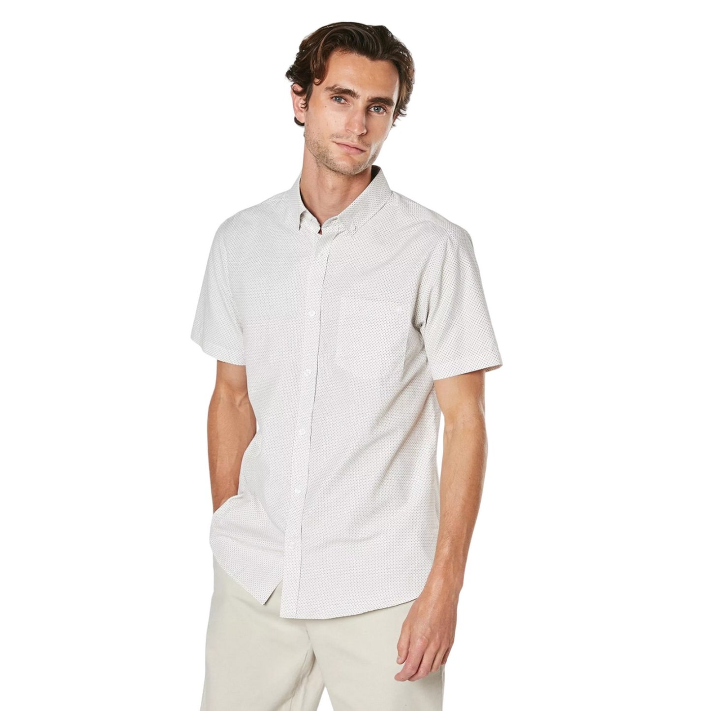 White - Front - Maine Mens Dotted Short-Sleeved Shirt