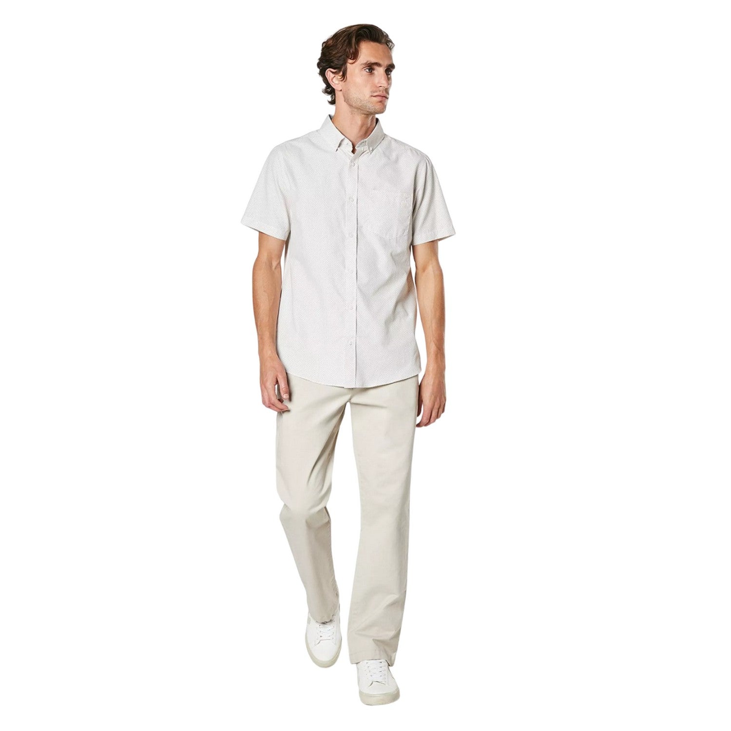 White - Side - Maine Mens Dotted Short-Sleeved Shirt