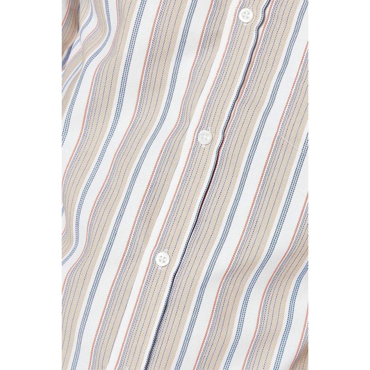 Tan - Side - Maine Mens Stripe Oxford Short-Sleeved Shirt