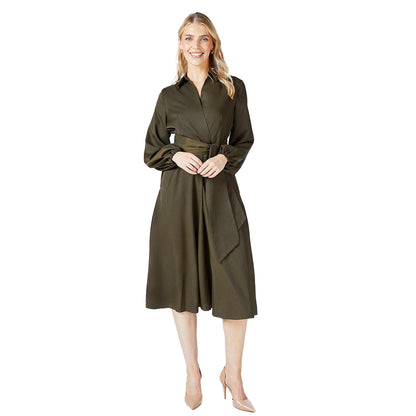 Khaki Green - Lifestyle - Principles Womens-Ladies Belted Wrap Shirt Dress