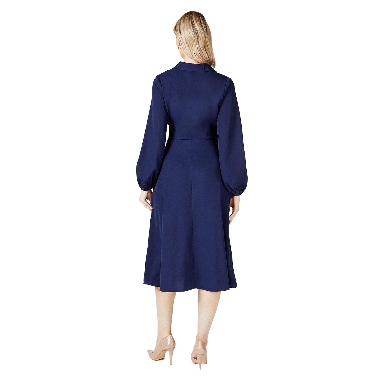 Navy - Back - Principles Womens-Ladies Belted Wrap Shirt Dress