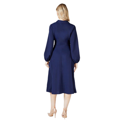 Navy - Back - Principles Womens-Ladies Belted Wrap Shirt Dress