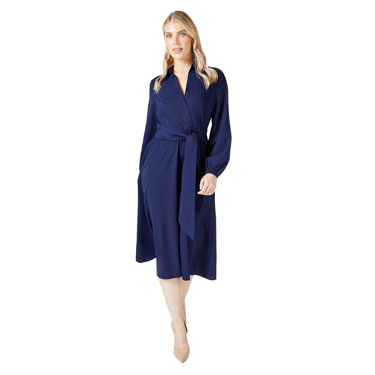 Navy - Lifestyle - Principles Womens-Ladies Belted Wrap Shirt Dress