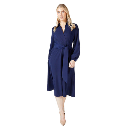 Navy - Lifestyle - Principles Womens-Ladies Belted Wrap Shirt Dress