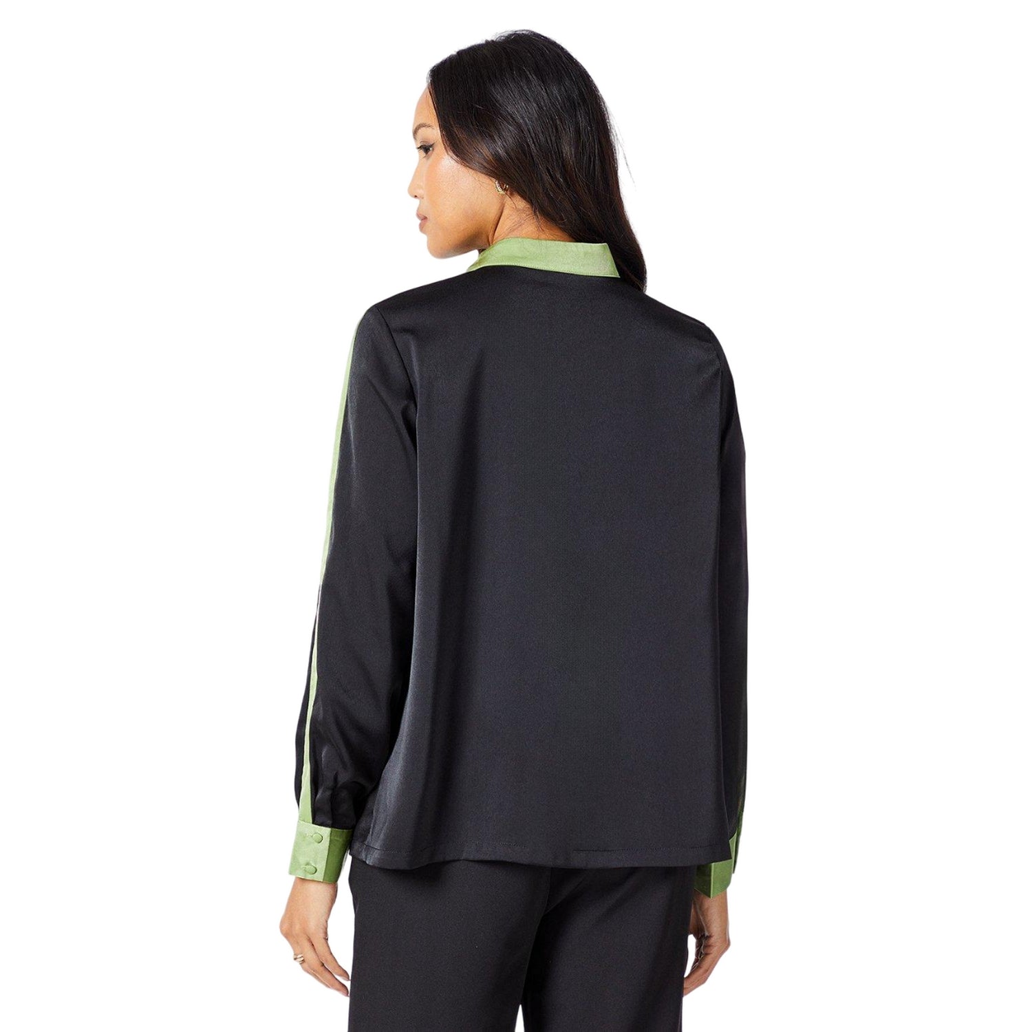 Black - Back - Principles Womens-Ladies Contrast Detail Satin Top