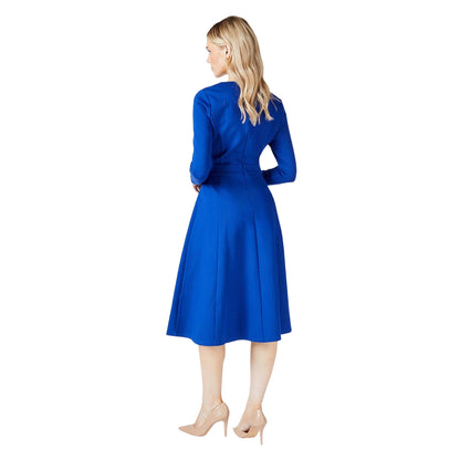 Blue - Back - Principles Womens-Ladies Ponte Waist Detail Midi Dress