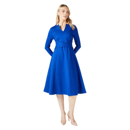 Blue - Side - Principles Womens-Ladies Ponte Waist Detail Midi Dress