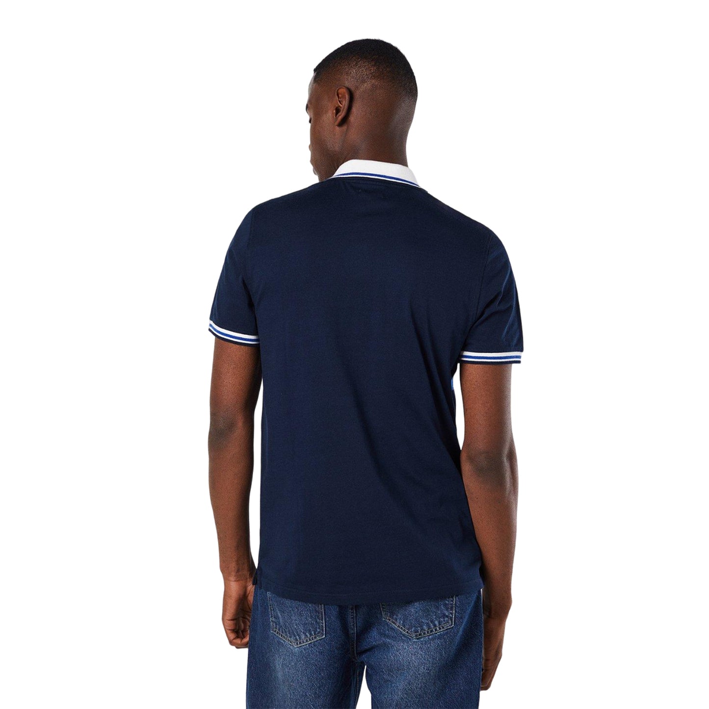Navy - Back - Maine Mens Chest Stripe Logo Polo Shirt