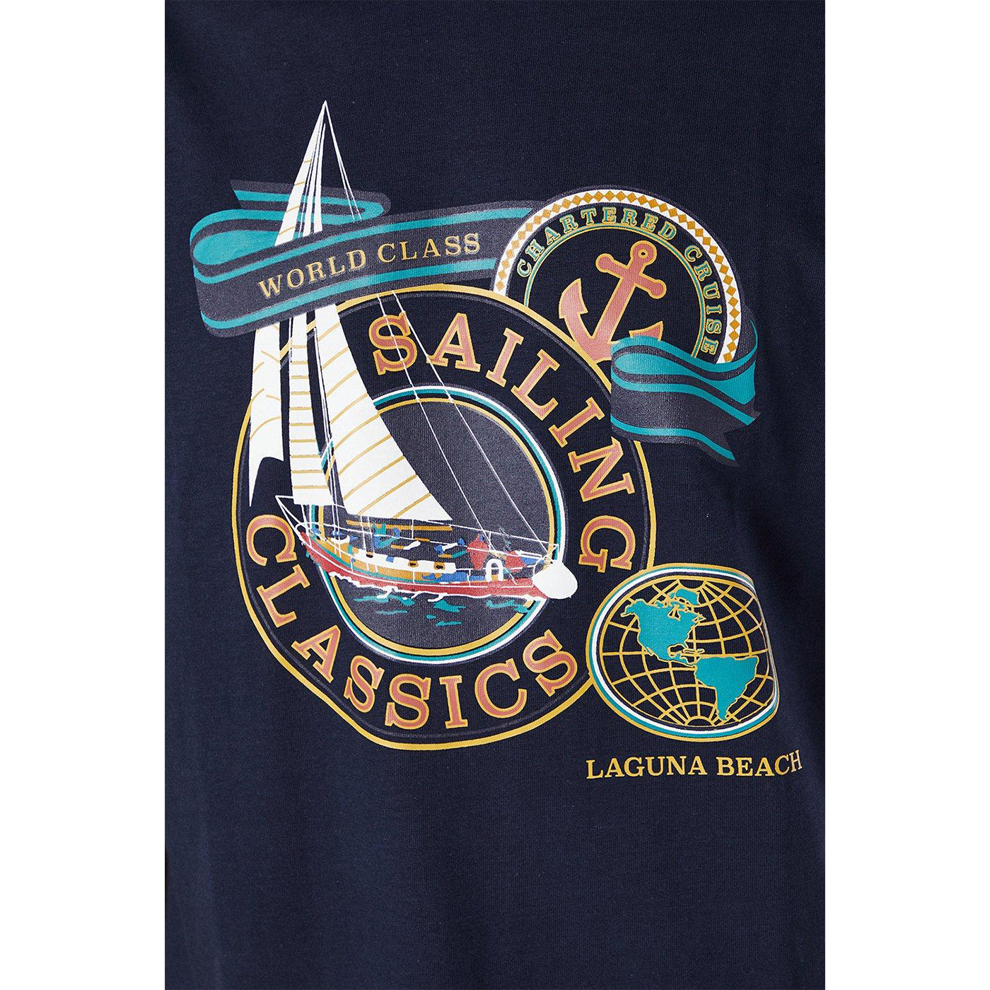 Navy - Side - Maine Mens Sailing Classics Vintage T-Shirt