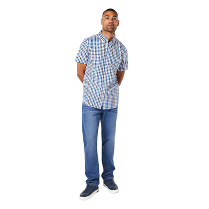 White - Side - Maine Mens Skar Checked Short-Sleeved Shirt