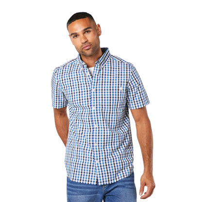 White - Front - Maine Mens Skar Checked Short-Sleeved Shirt
