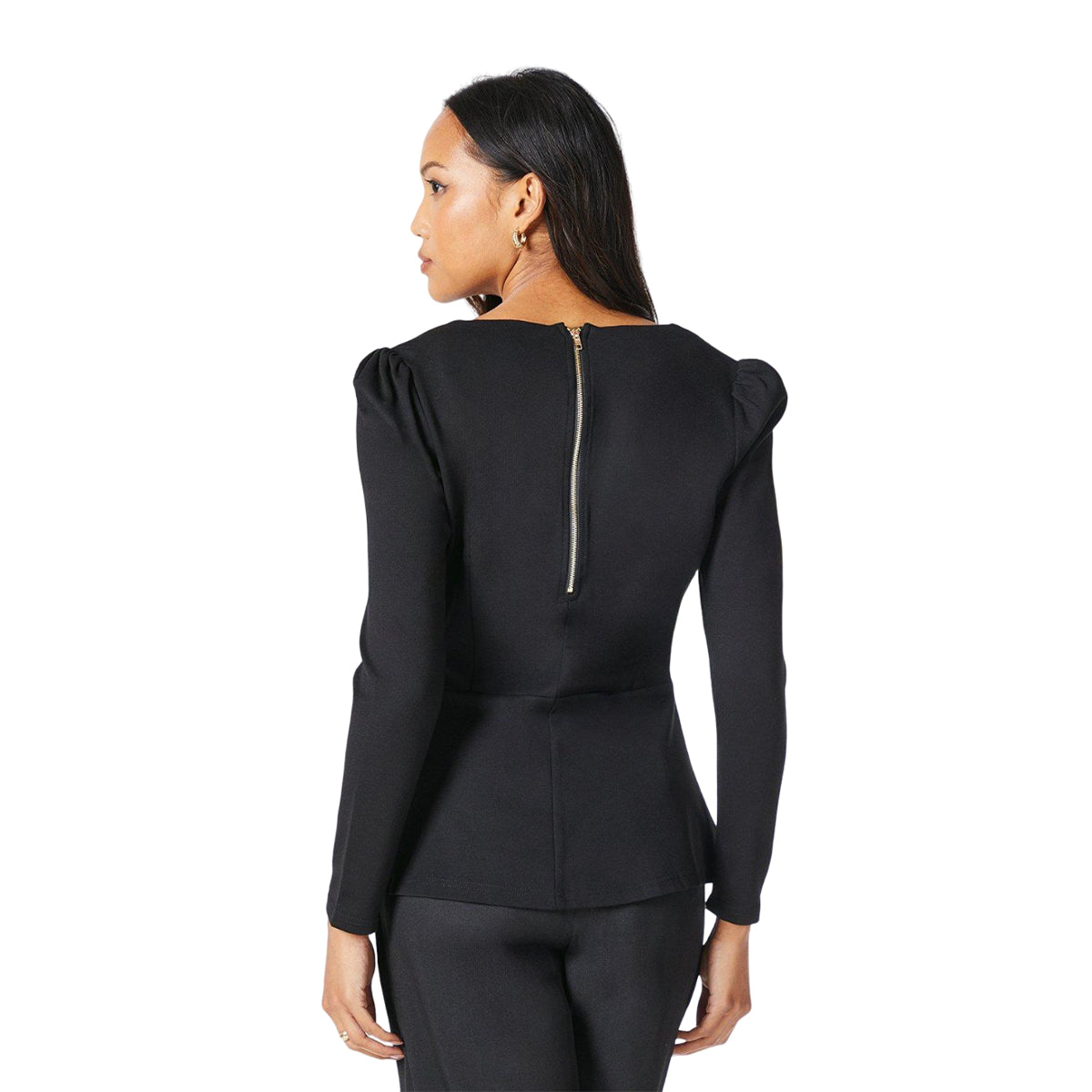 Black - Back - Principles Womens-Ladies Plain Ponte V Neck Top