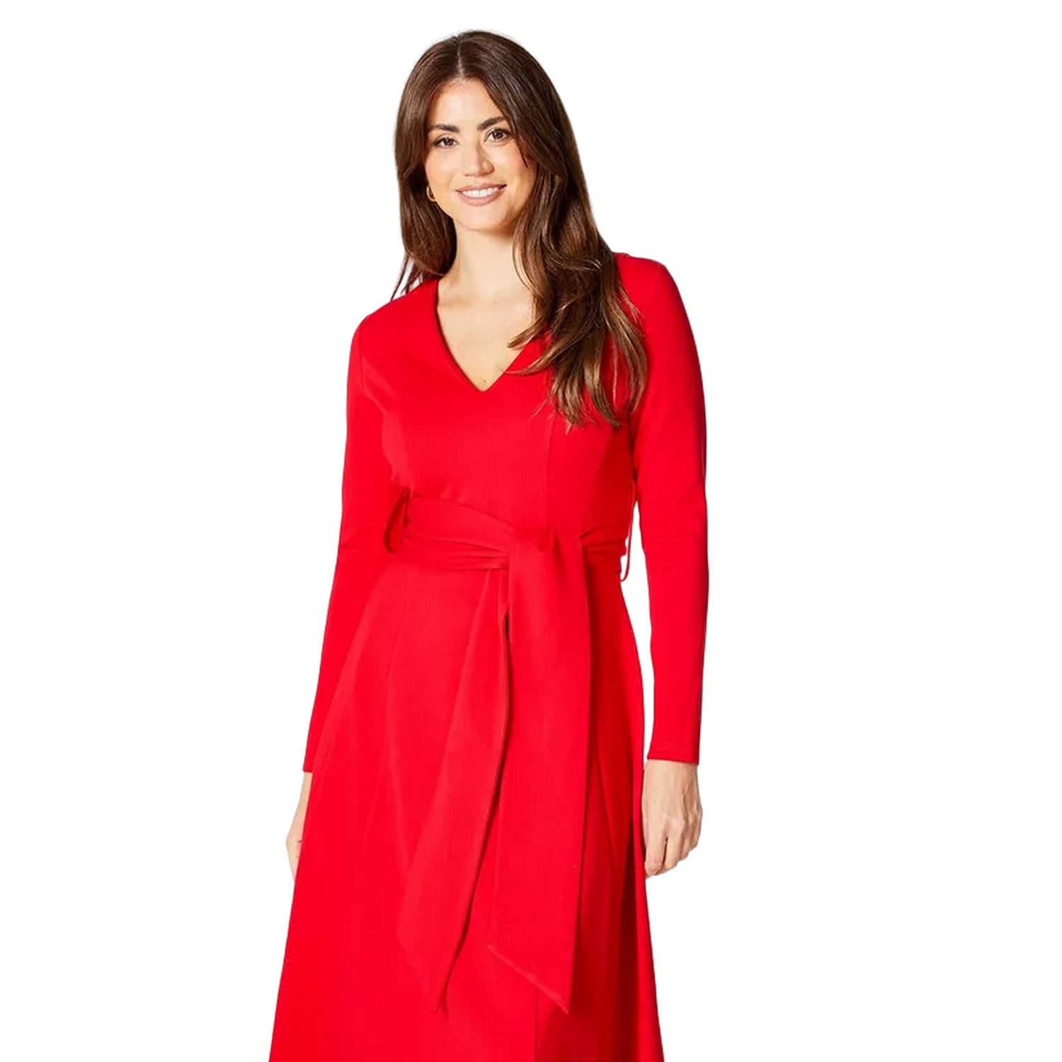 Red - Side - Principles Womens-Ladies Belted Detail Seams Midi Dress