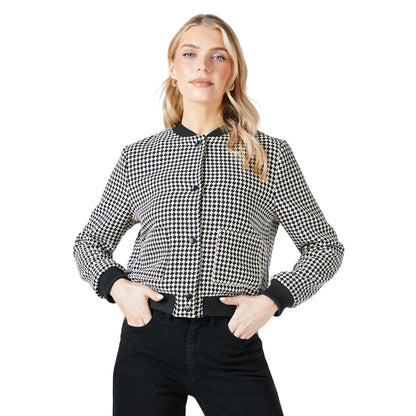 Monochrome - Front - Principles Womens-Ladies Houndstooth Snap-Front Bomber Jacket