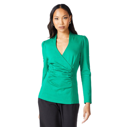 Green - Front - Principles Womens-Ladies Ponte Wrap Top