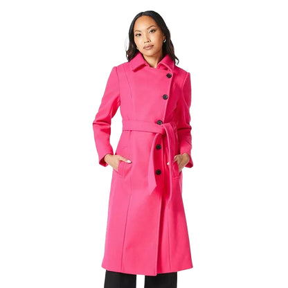 Pink - Front - Principles Womens-Ladies Asymmetric Wrap Coat