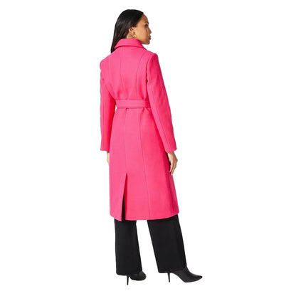 Pink - Back - Principles Womens-Ladies Asymmetric Wrap Coat
