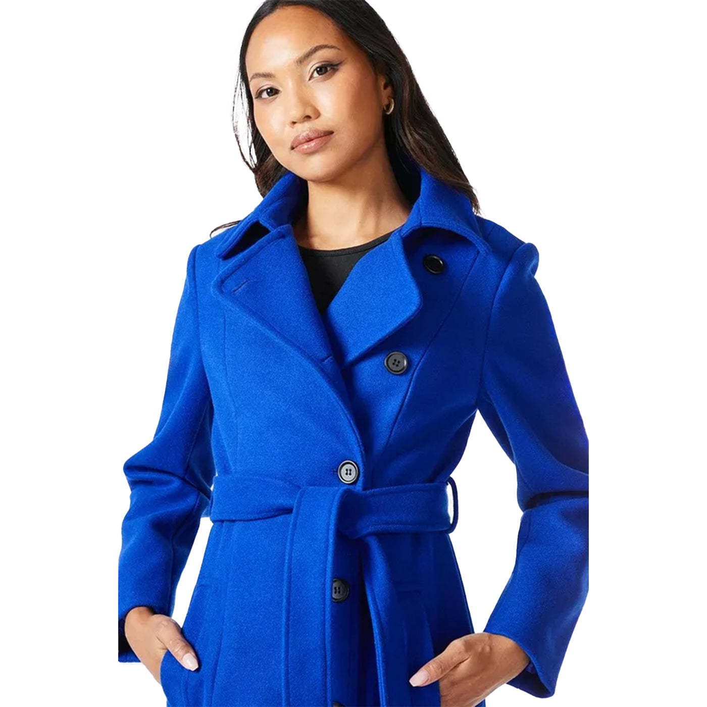 Cobalt - Side - Principles Womens-Ladies Asymmetric Wrap Coat
