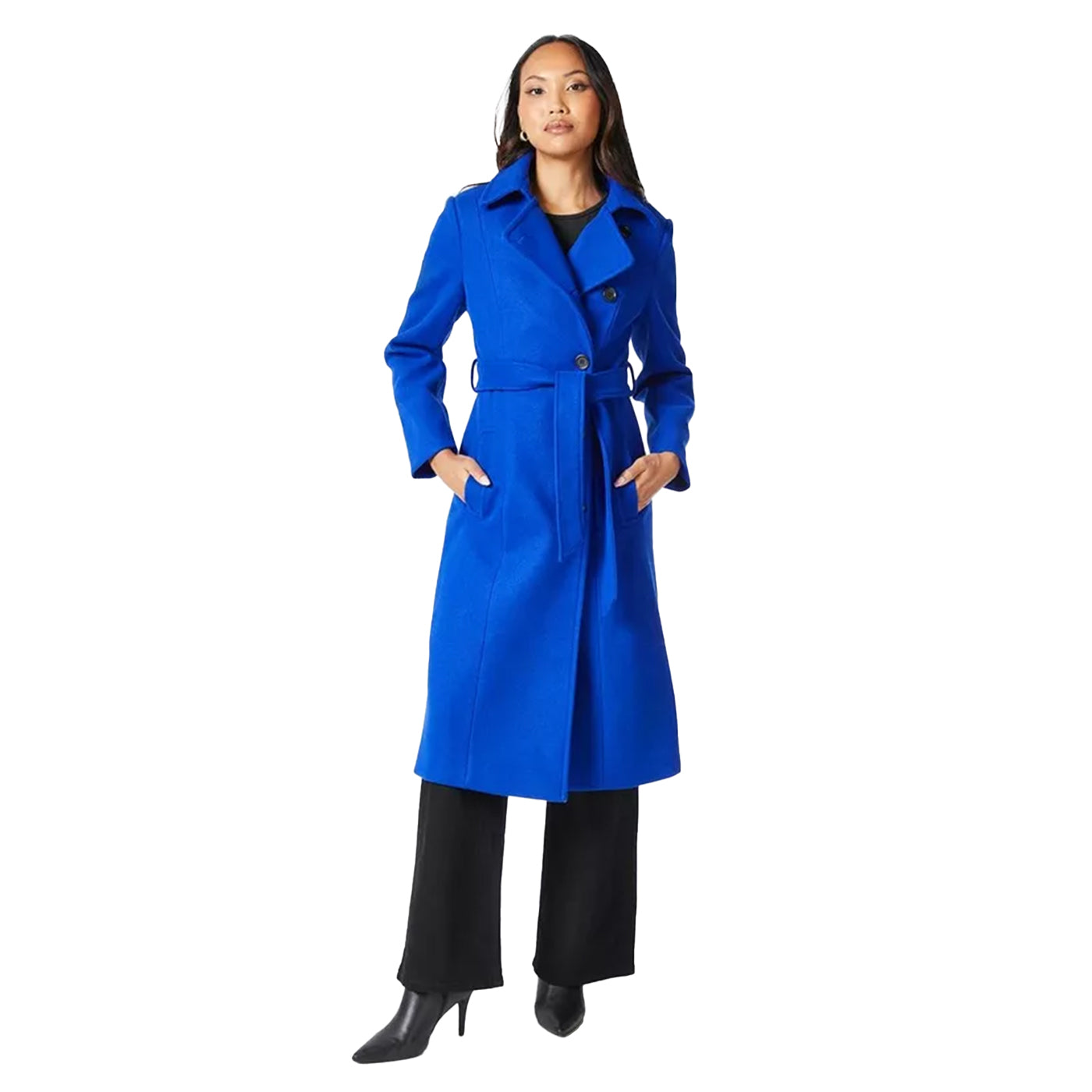 Cobalt - Pack Shot - Principles Womens-Ladies Asymmetric Wrap Coat