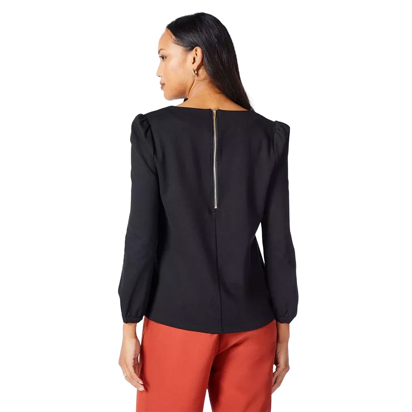 Black - Back - Principles Womens-Ladies Ponte Zip Detail Top