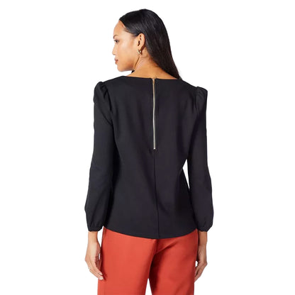 Black - Back - Principles Womens-Ladies Ponte Zip Detail Top
