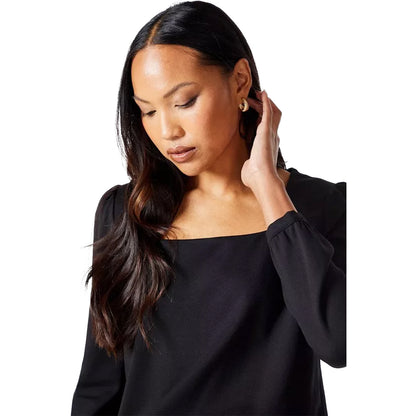 Black - Side - Principles Womens-Ladies Ponte Zip Detail Top