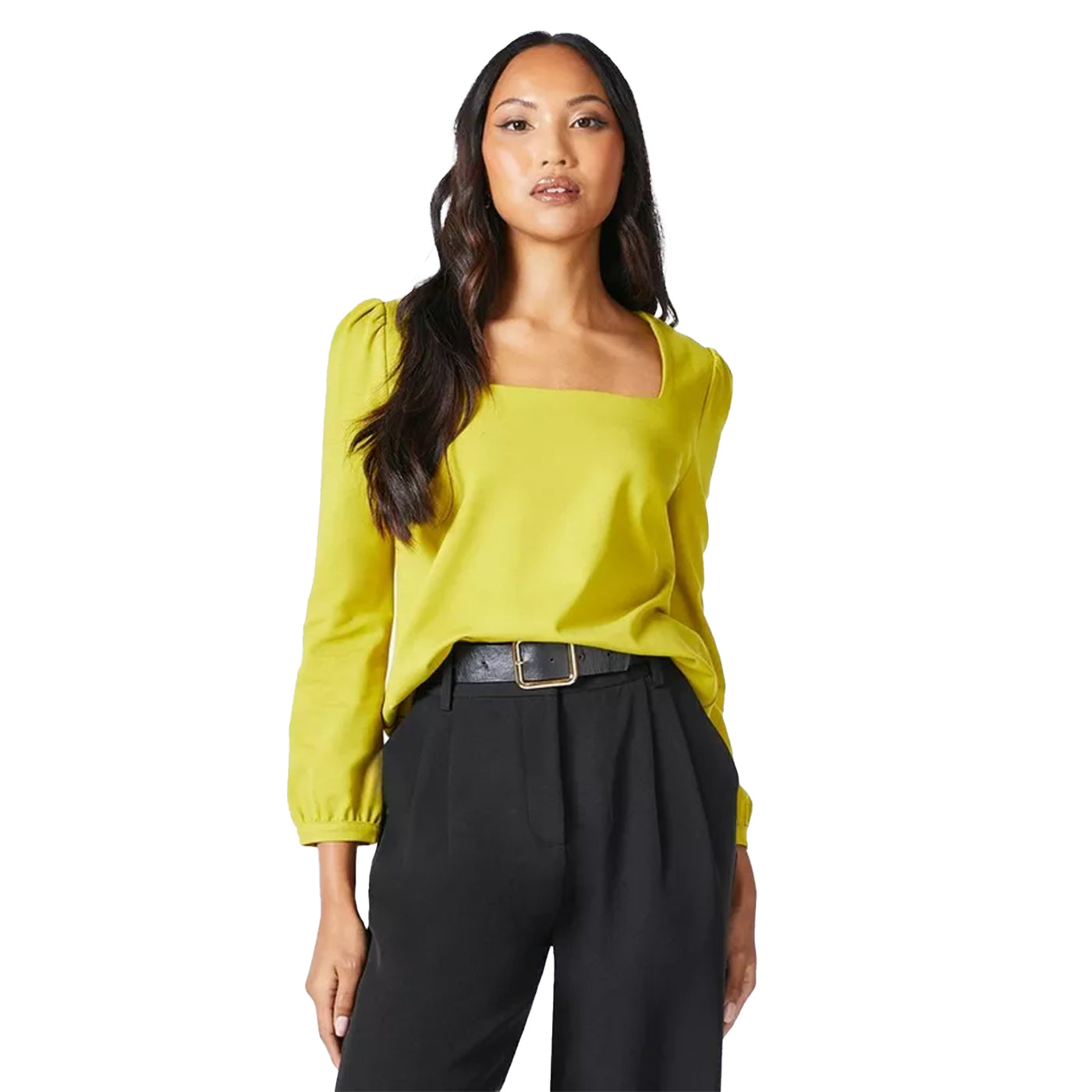 Chartreuse - Front - Principles Womens-Ladies Ponte Zip Detail Top