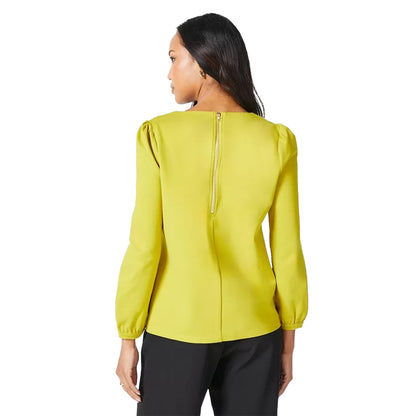 Chartreuse - Back - Principles Womens-Ladies Ponte Zip Detail Top