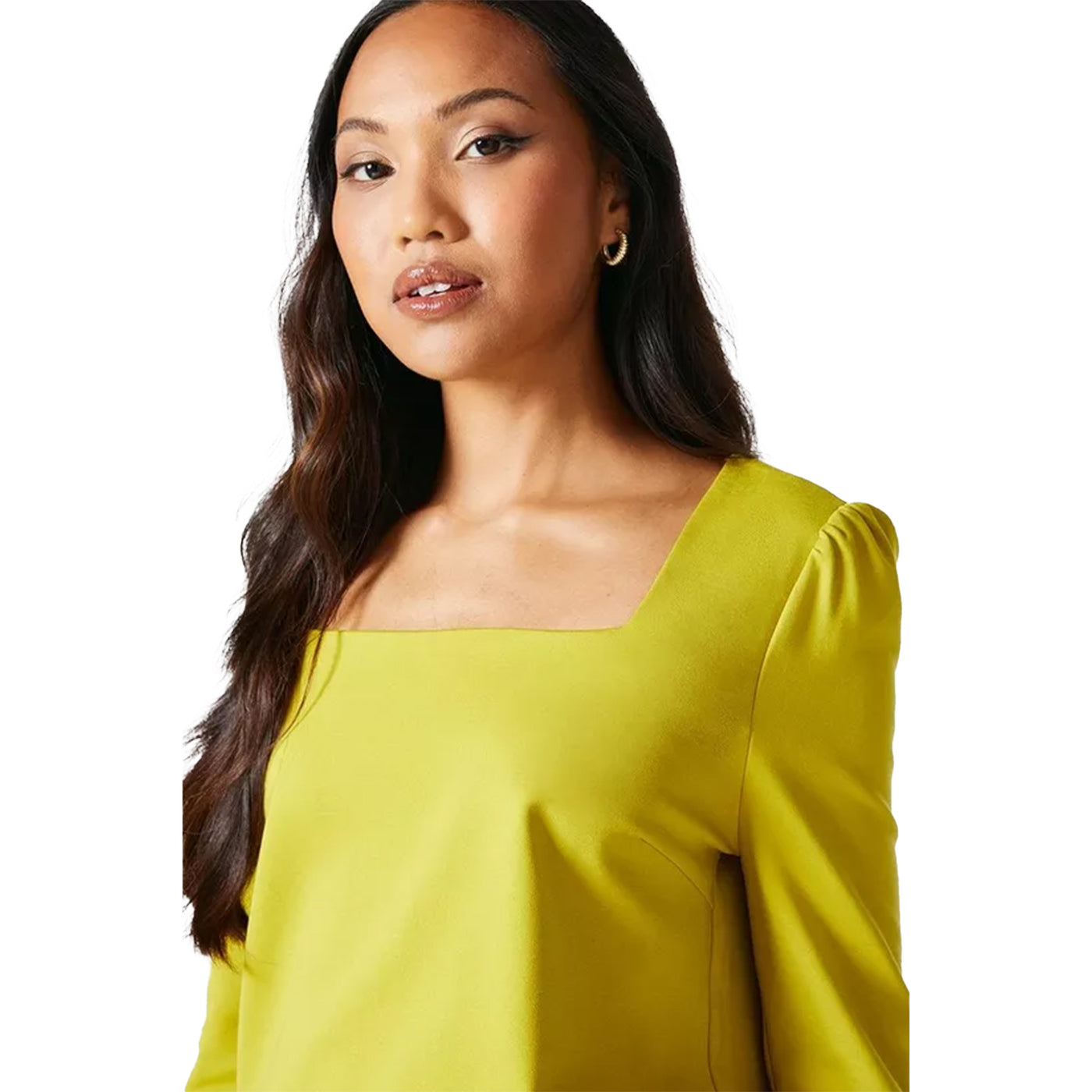 Chartreuse - Side - Principles Womens-Ladies Ponte Zip Detail Top