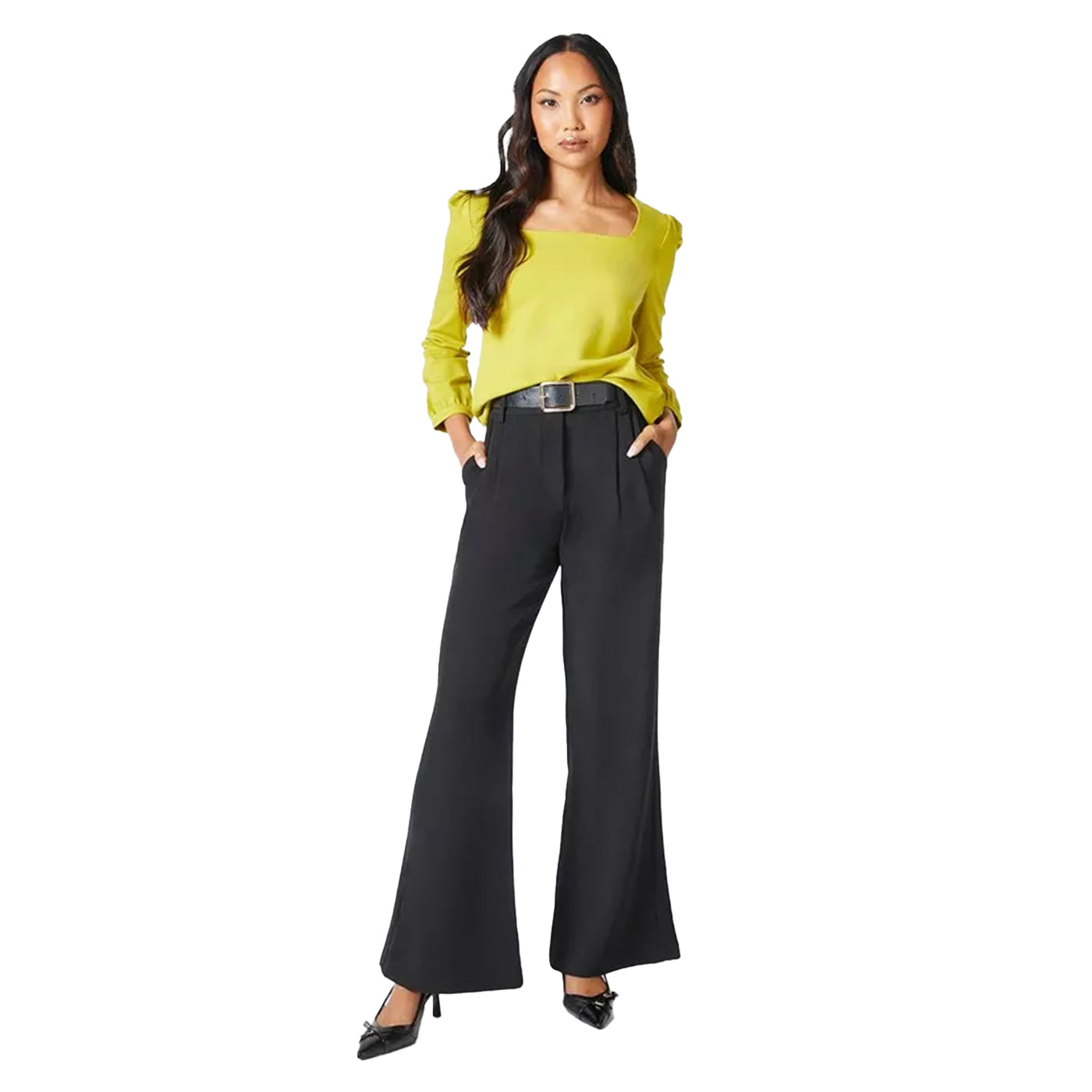 Chartreuse - Lifestyle - Principles Womens-Ladies Ponte Zip Detail Top