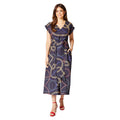 Navy - Front - Principles Womens-Ladies Chain Print Belted Midi Dress