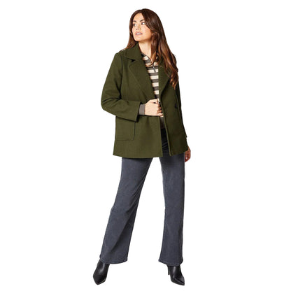 Forest - Front - Principles Womens-Ladies Patch Pocket Petite Double Breasted Coat
