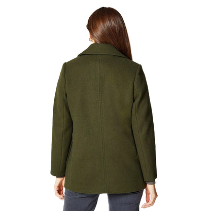 Forest - Back - Principles Womens-Ladies Patch Pocket Petite Double Breasted Coat