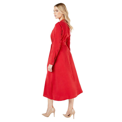 Red - Back - Principles Womens-Ladies Plain Belted Shirt Dress
