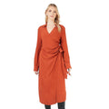 Rust - Front - Principles Womens-Ladies Belt Detail Collared Wrap Dress
