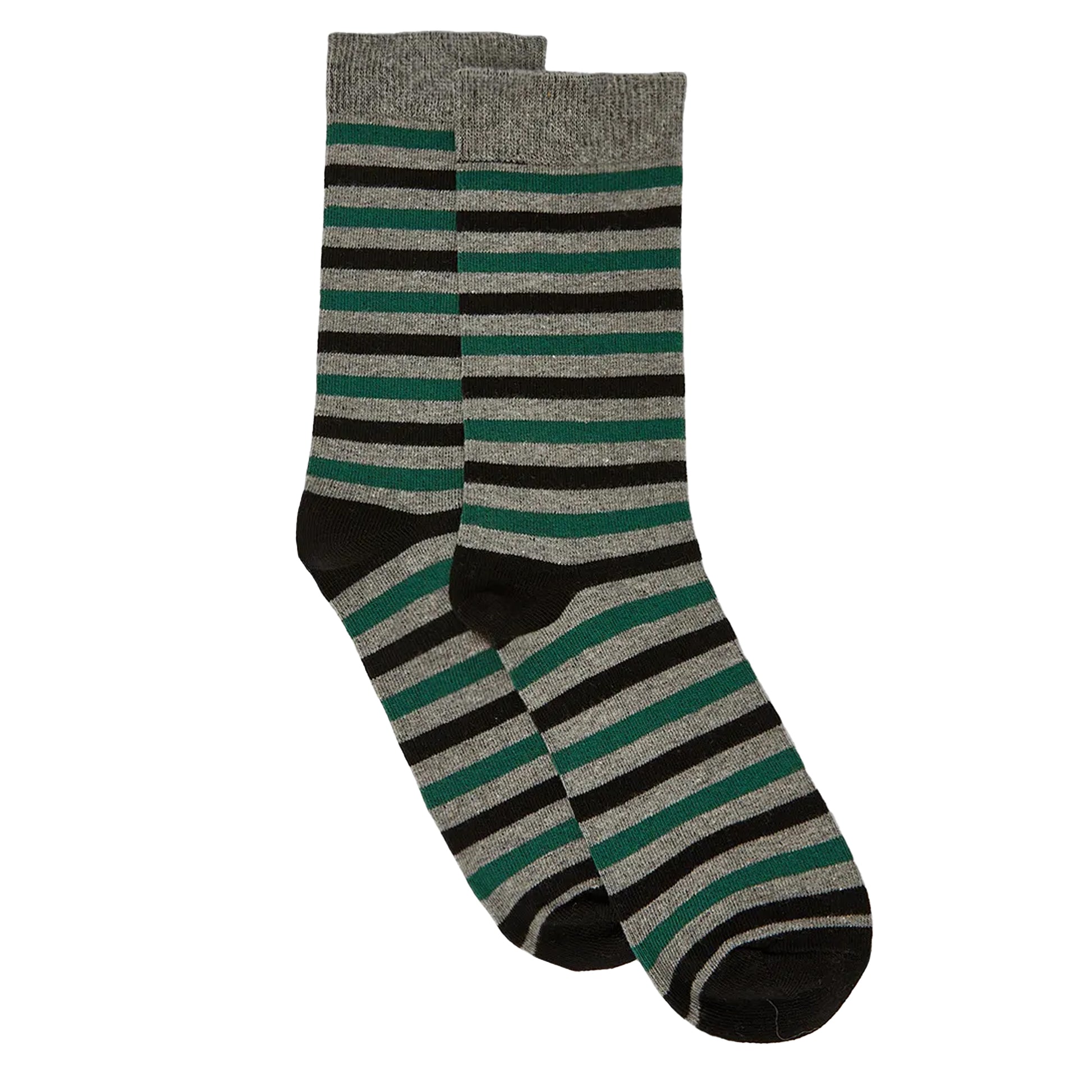 Green - Back - Maine Mens Stripe Socks (Pack of 3)
